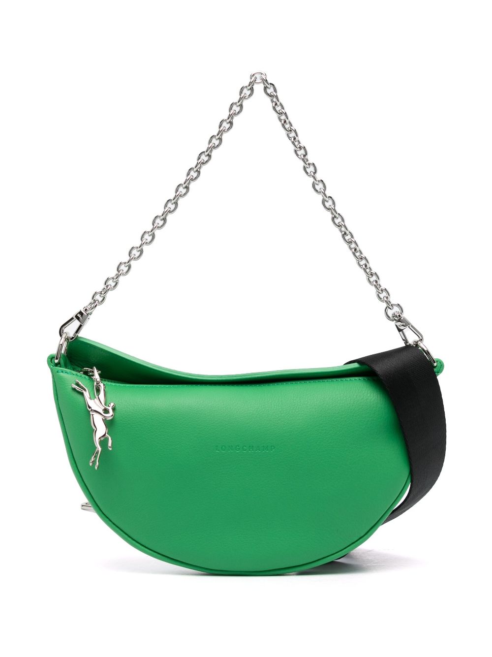 Shop Longchamp Debossed-logo Leather Crossbody Bag In Green
