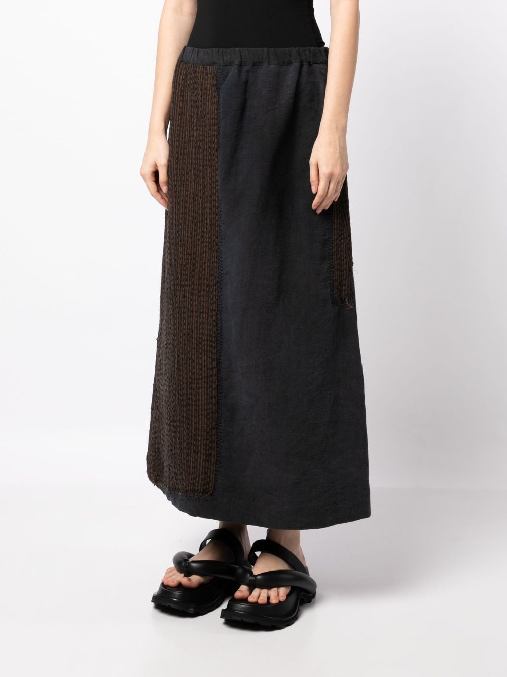 Shop By Walid Linen-blend Maxi Skirt In Grey
