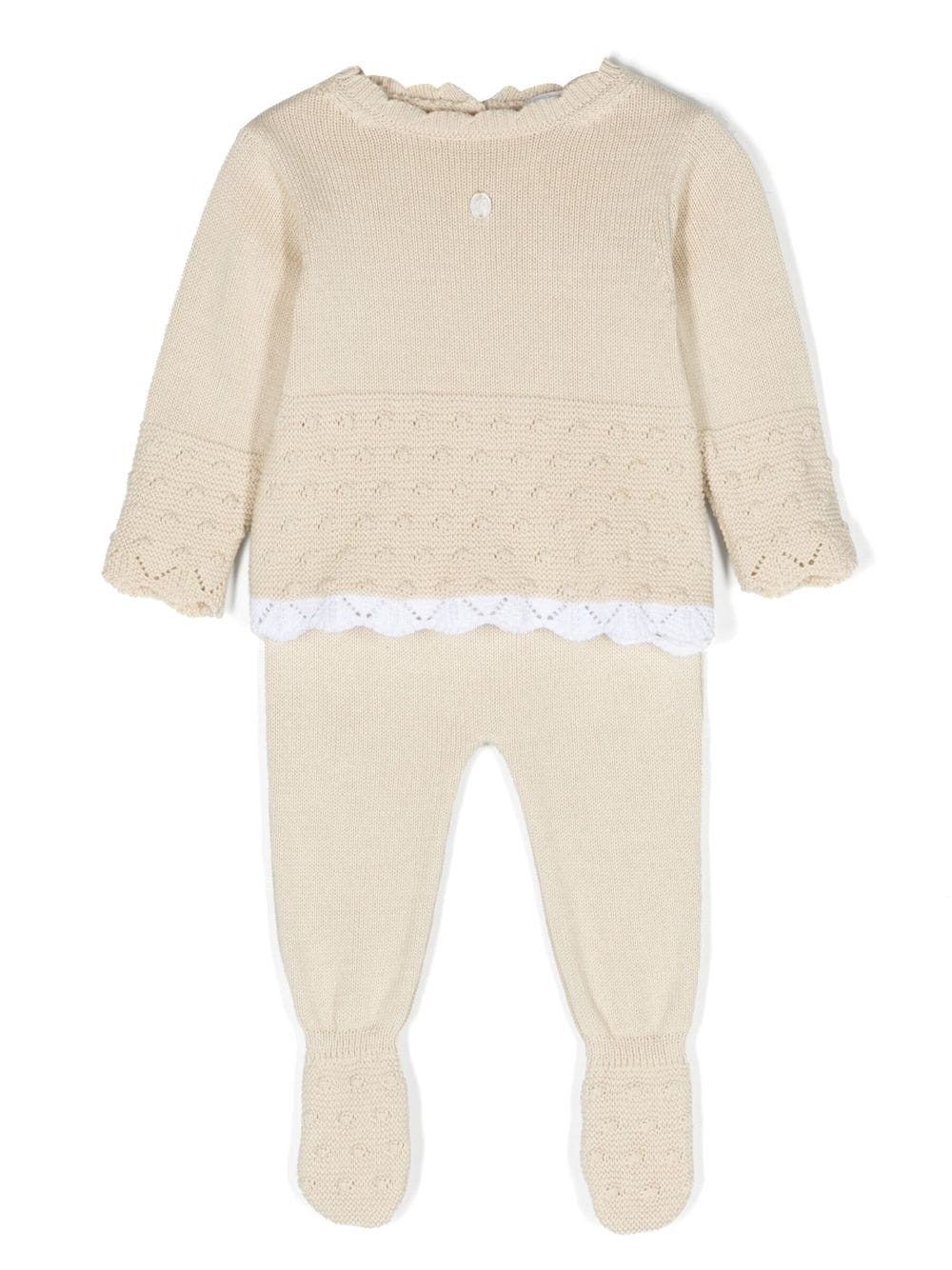 Patachou Babies' Fine-knit Trouser Set In Neutral