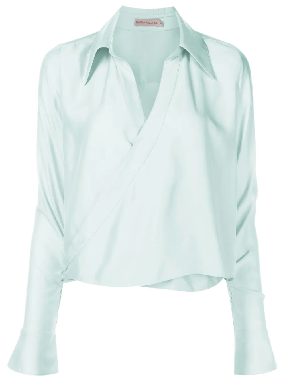 Martha Medeiros Camisa Andrea de seda com transpasse | Verde | Image 1