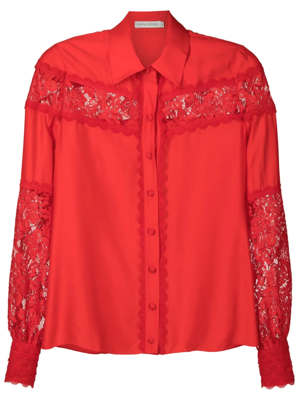 Martha Medeiros Camisa Taylor de seda com renda | Vermelho | Image 1