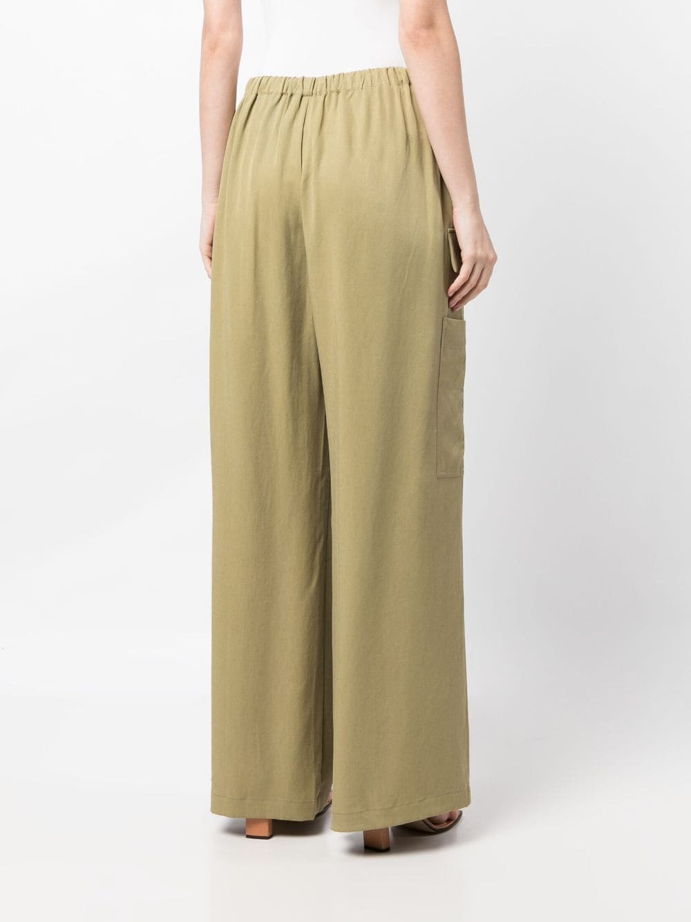 Shop Reformation Ethan Twill Wide-leg Trousers In Green