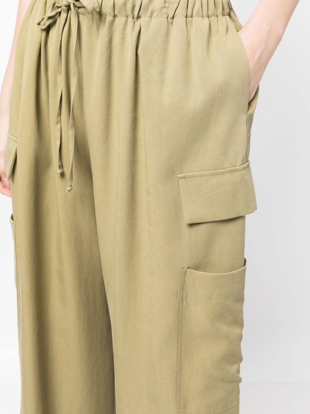 Shop Reformation Ethan Twill Wide-leg Trousers In Green