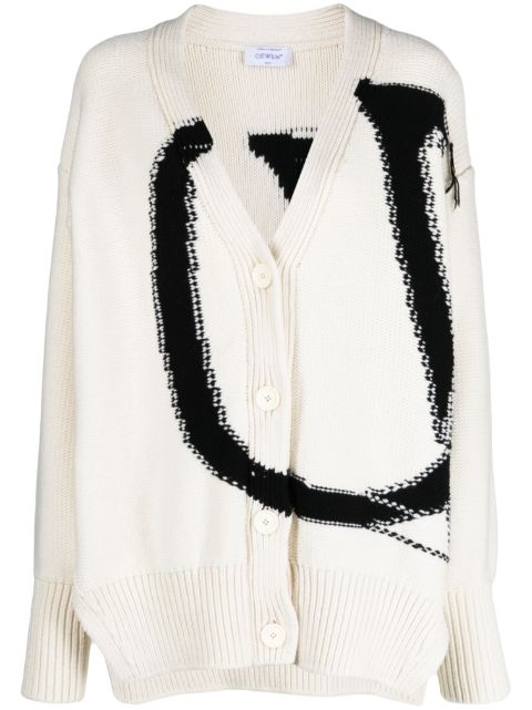 Off-White Maxi logo-intarsia wool cardigan Women