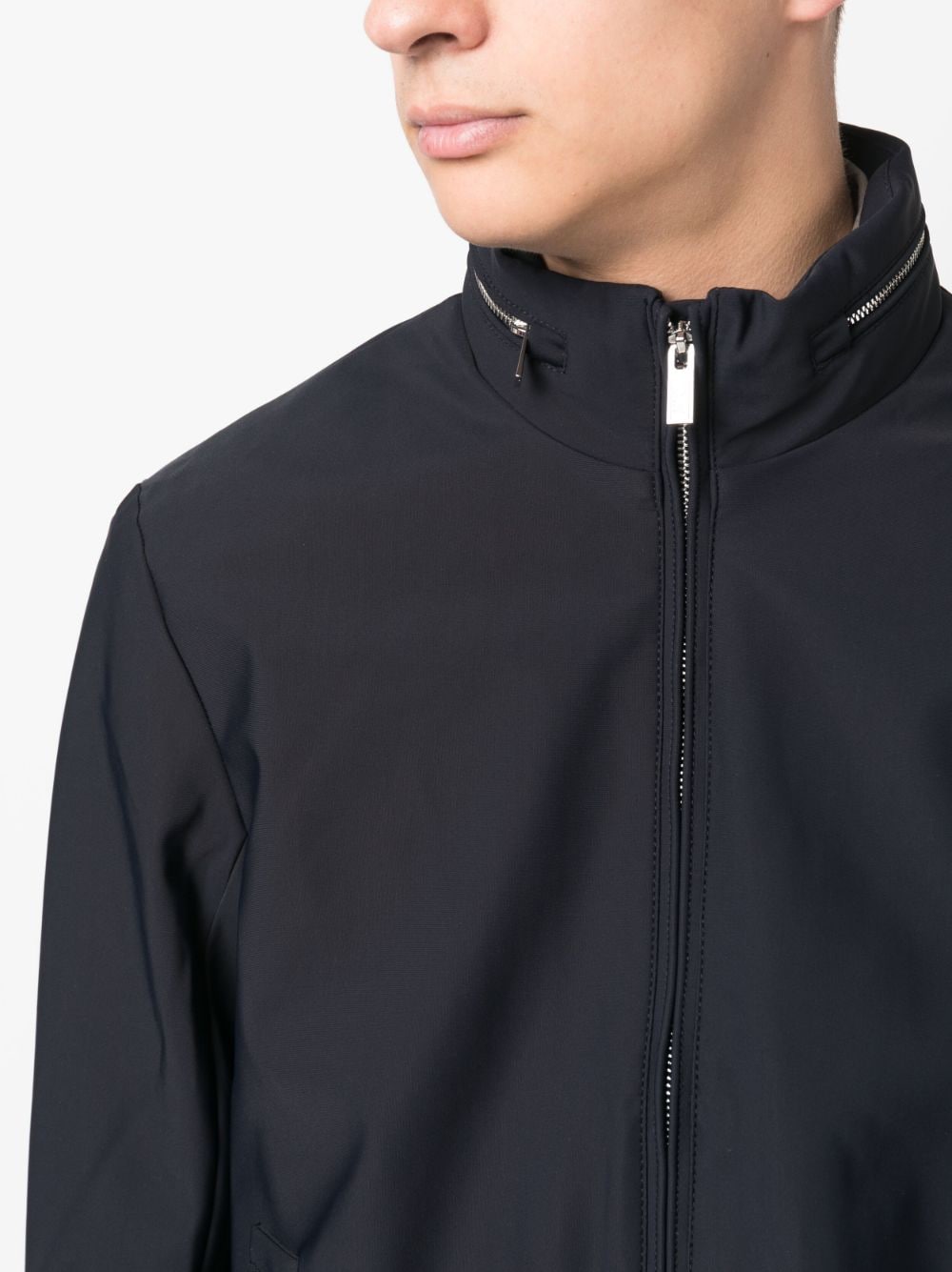 Shop Emporio Armani High-neck Zip-up Jacket In Blue