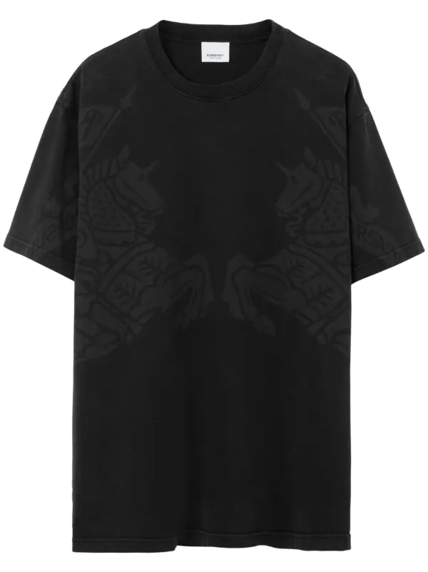 Burberry Equestrian Knight round neck T shirt Black FARFETCH AO