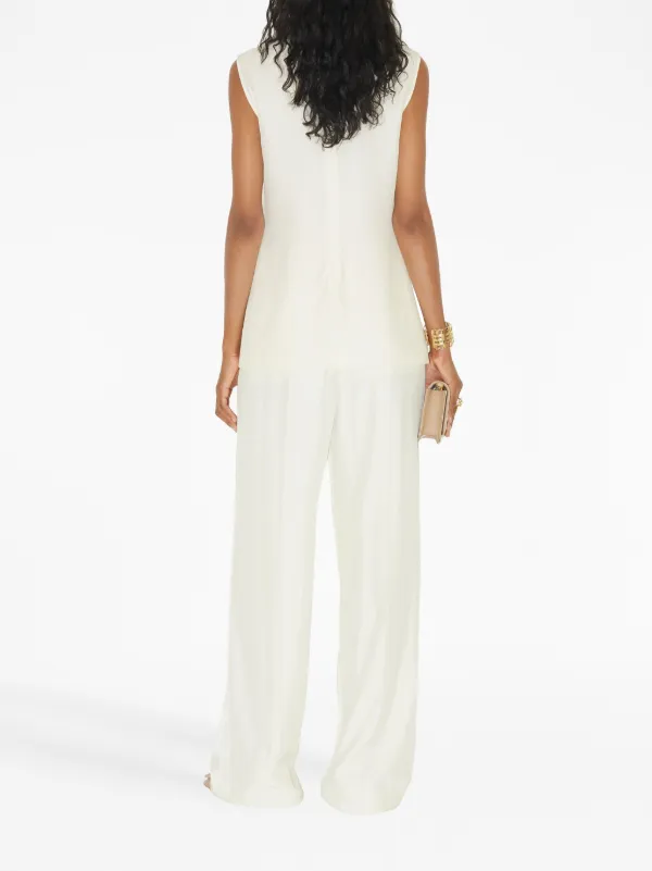 Burberry wide-leg satin-finish Trousers | White | FARFETCH ID