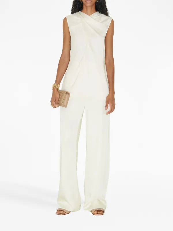 Burberry wide-leg satin-finish Trousers | White | FARFETCH JO