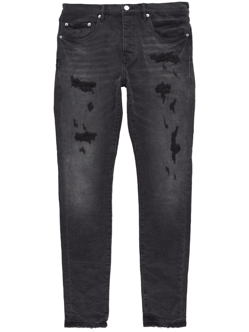 2023 New Purple Brand Fashion Men Black Jeans Distressed Hole
