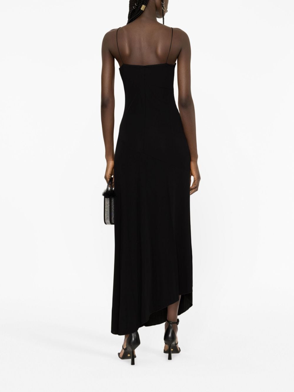 Shop Pinko Asymmetric Gathered Maxi Dress In Black