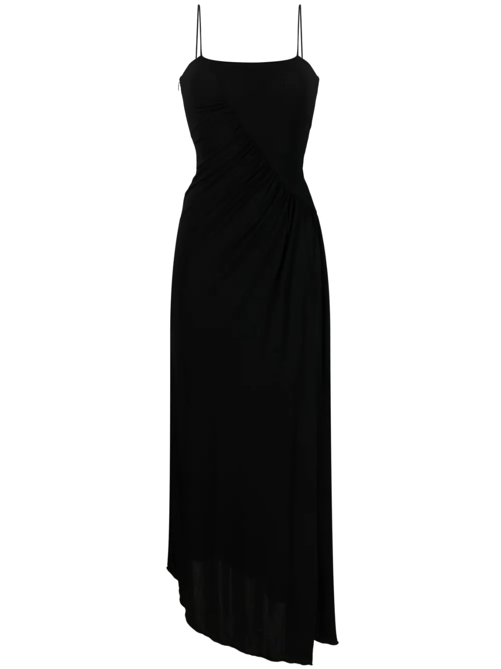 Shop Pinko Asymmetric Gathered Maxi Dress In Black