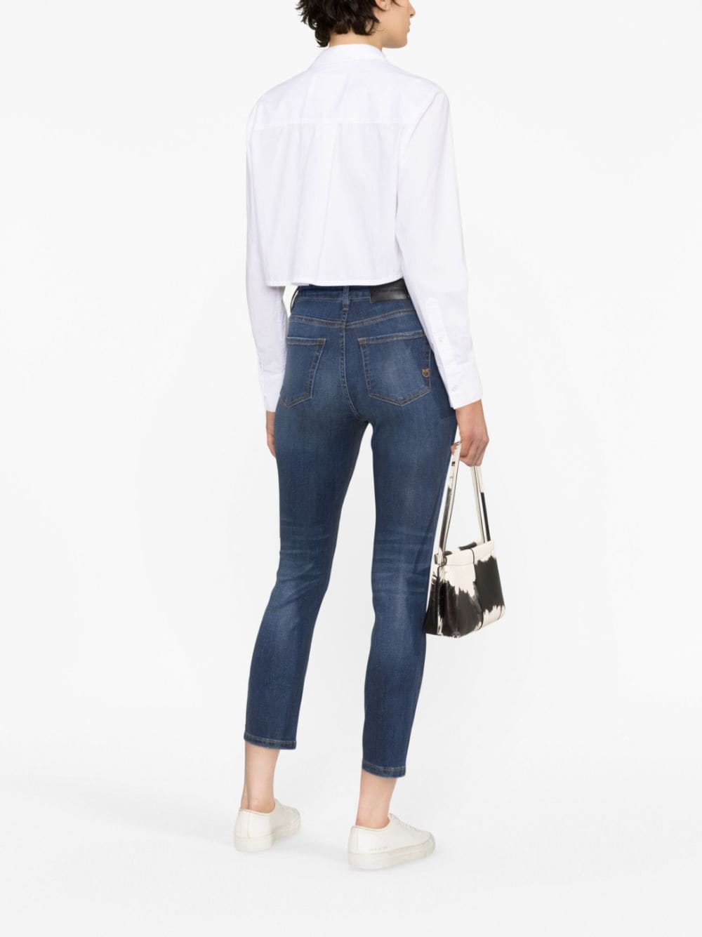 Shop Pinko Mid-rise Cropped Jeans In Blue