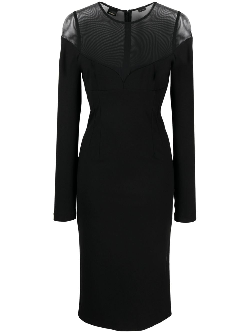 Shop Pinko Long-sleeve Bodycon Midi Dress In Black