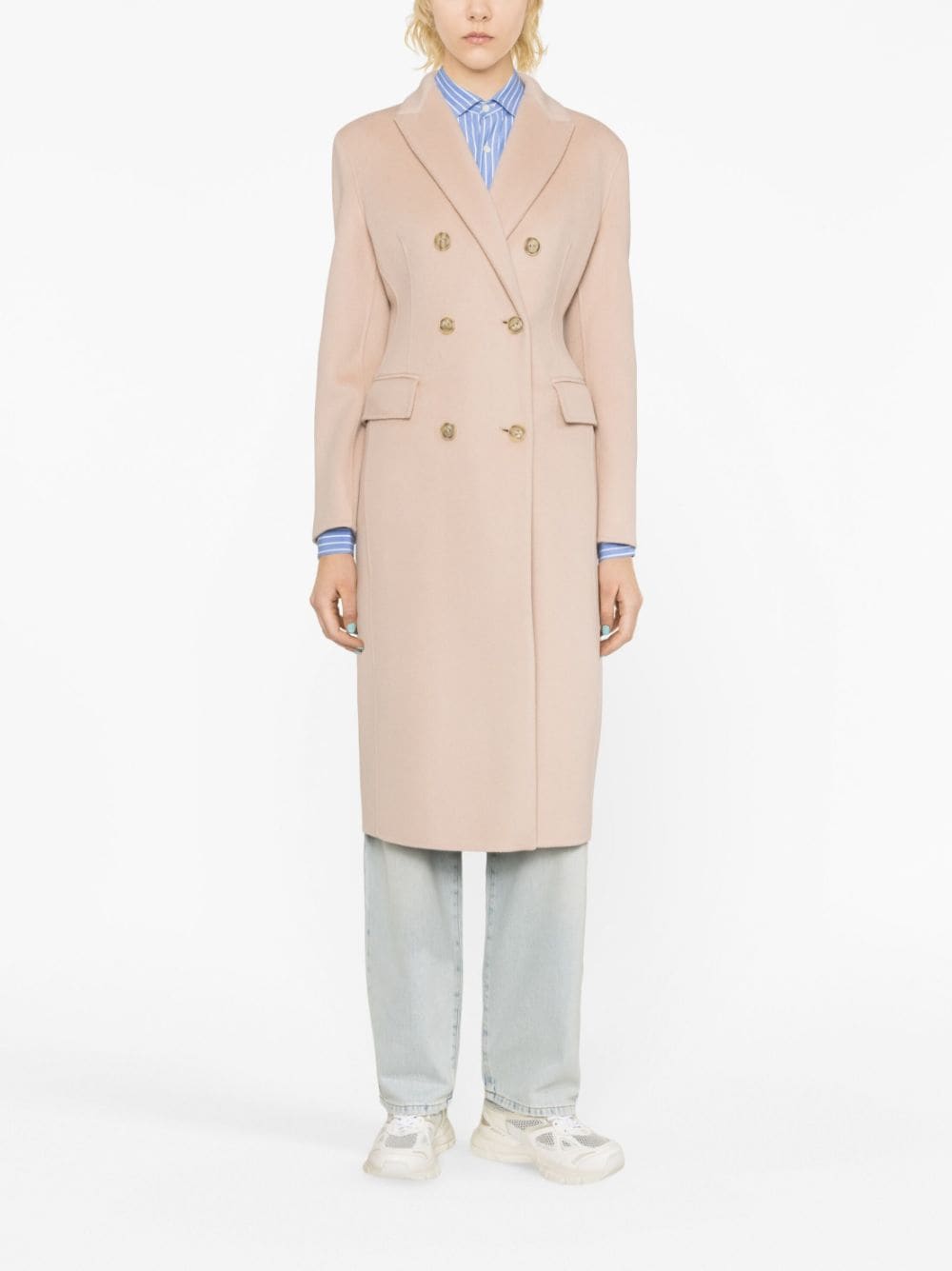 PINKO double-breasted mid-length coat - Roze