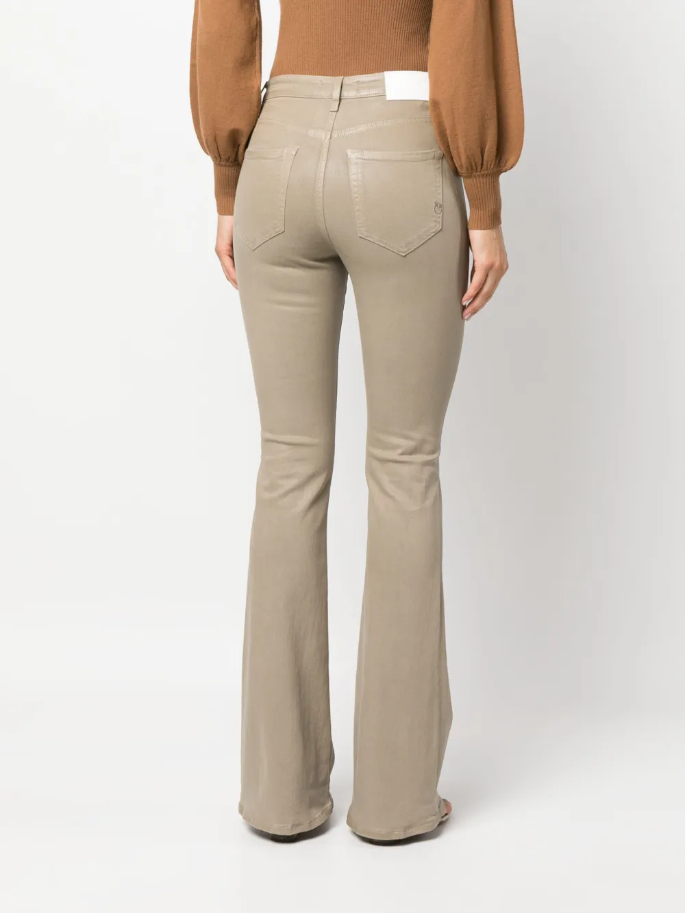 Shop Pinko Coated Flared Jeans In Brown