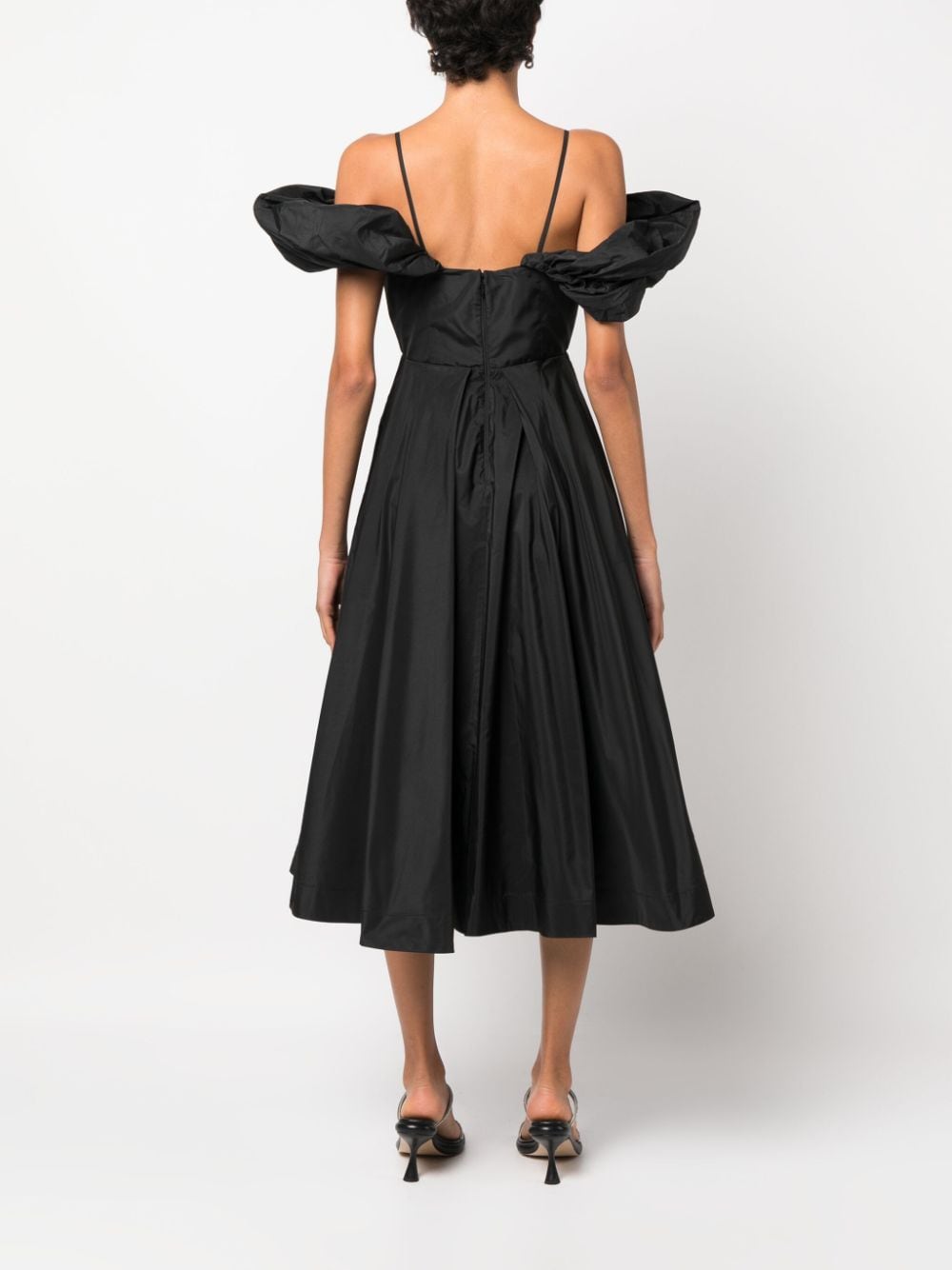 Shop Pinko Taffeta Pleated Midi Dress In Black
