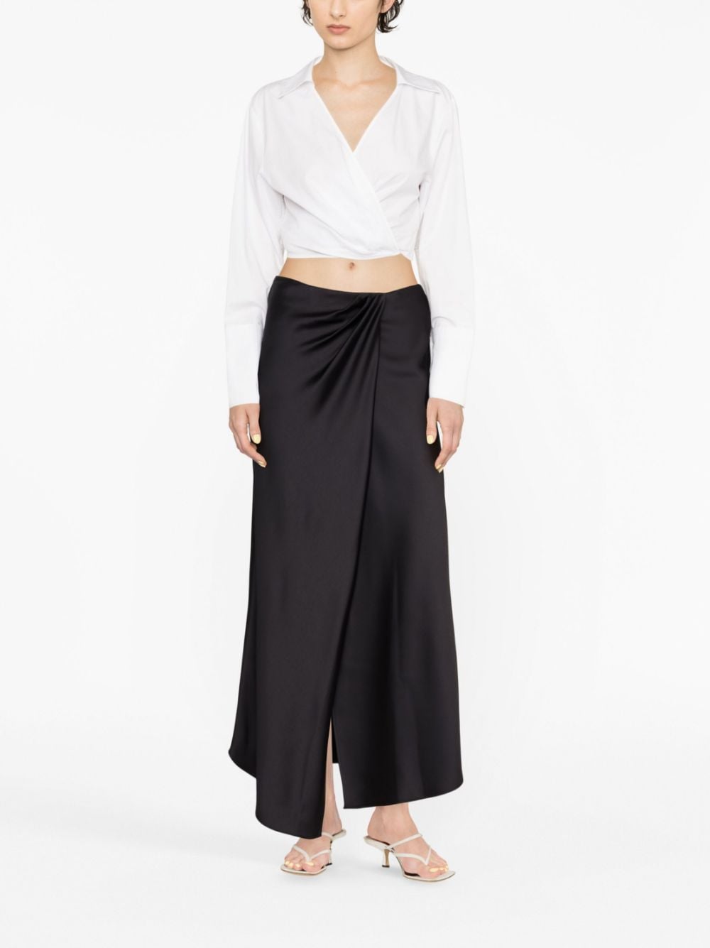 PINKO satin-finish asymmetric maxi skirt - Zwart