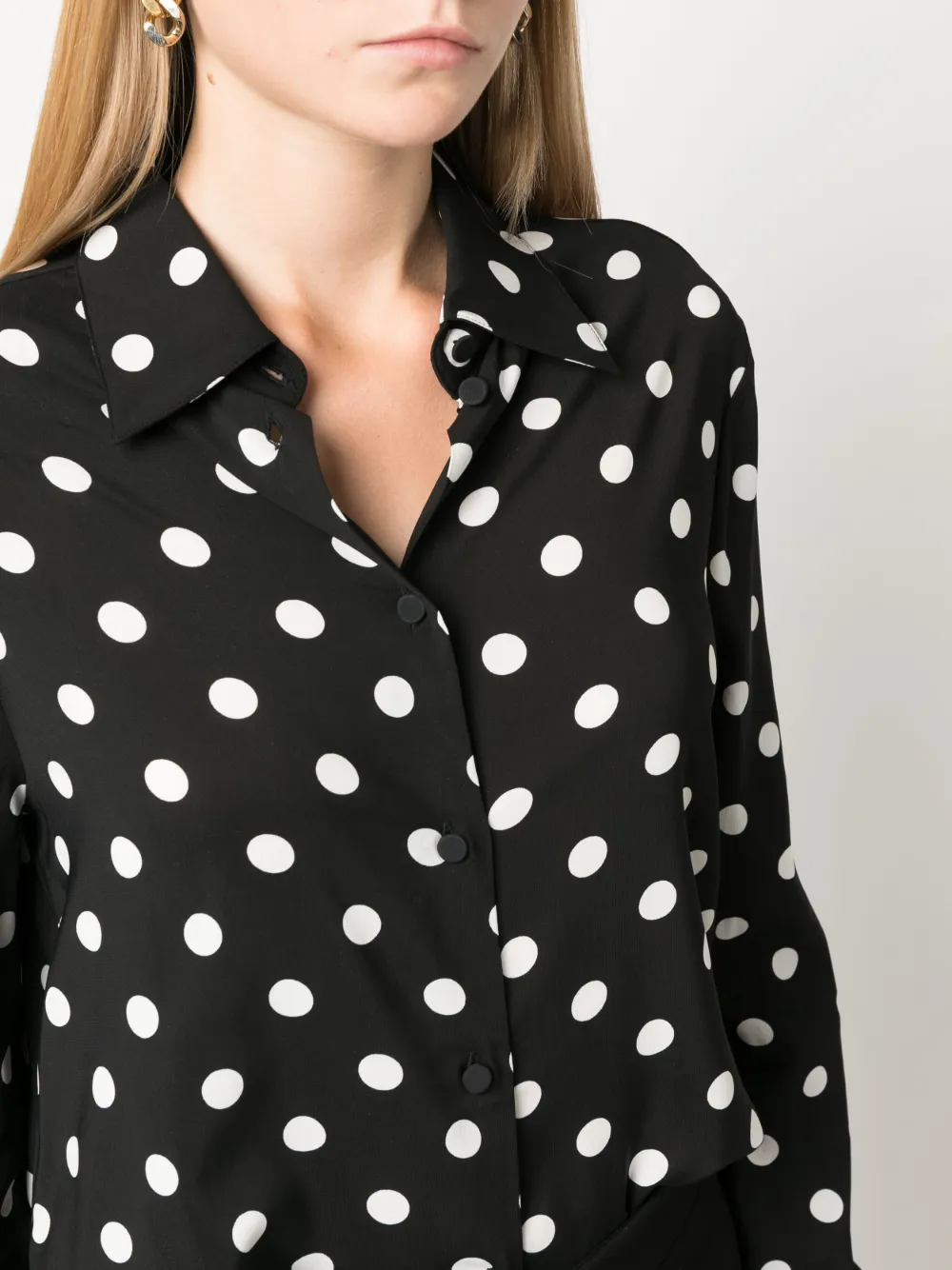 Shop Pinko Polka-dot Long-sleeve Shirt In Black