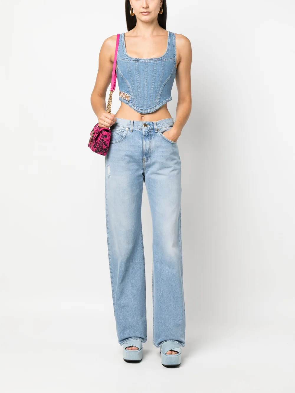 PINKO high-waist straight-leg jeans - Blauw