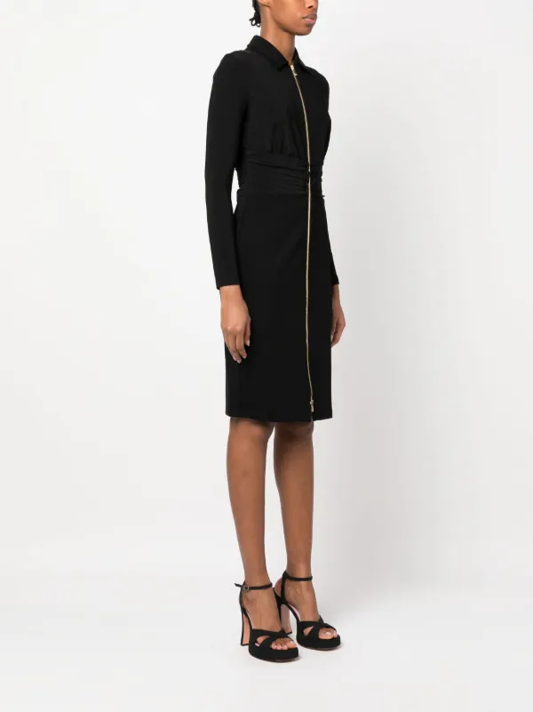 PINKO zip-front long-sleeve Minidress | Black | FARFETCH