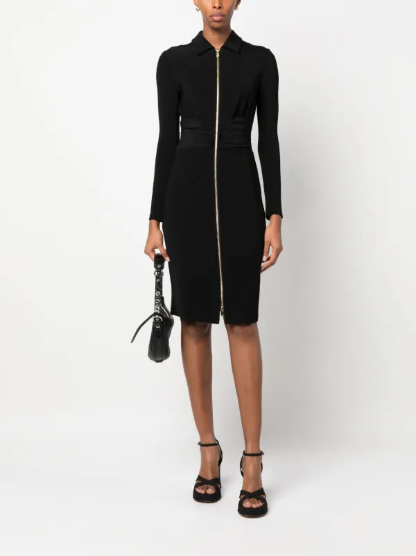 PINKO zip-front long-sleeve Minidress | Black | FARFETCH