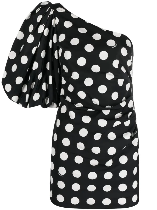 One sleeve 2024 polka dot dress