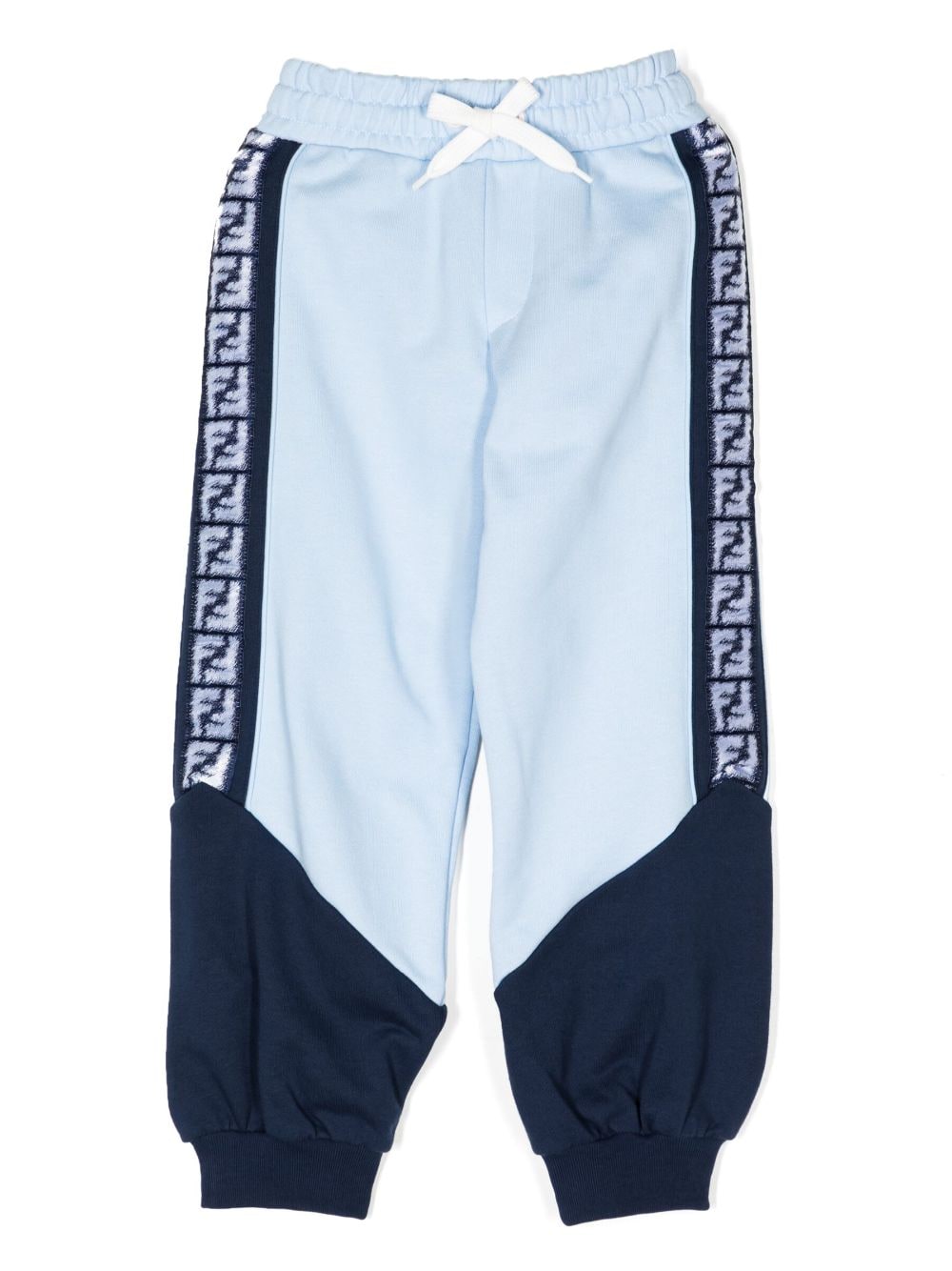 Fendi Kids' Ff Colour-block Cotton Track Trousers In Blue