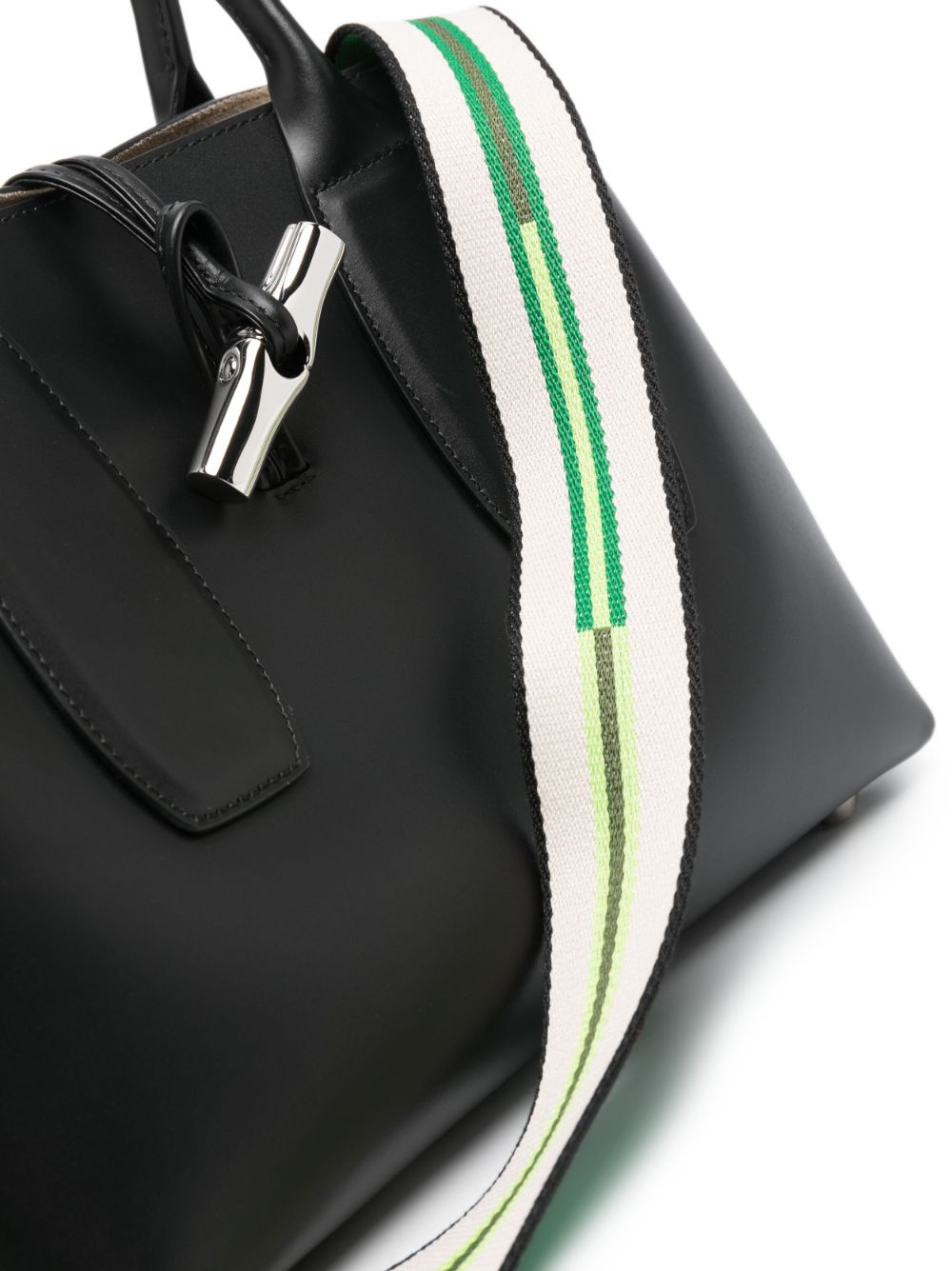 Shop Longchamp Medium Roseau Leather Tote Bag In Black