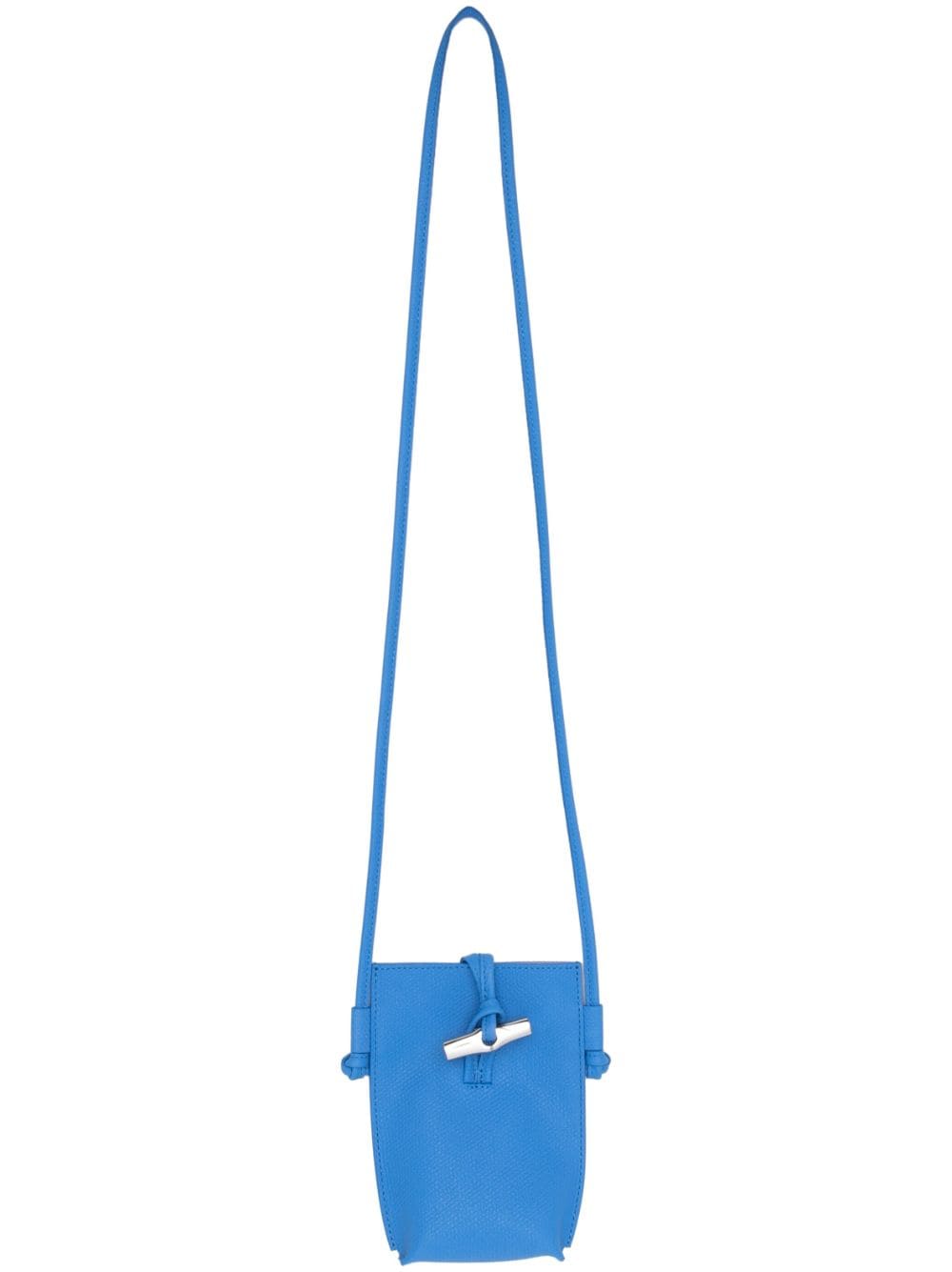 Longchamp Roseau leather phone holder, Blue