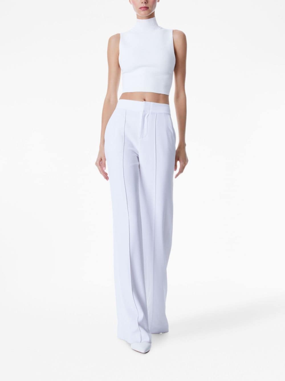 Shop Alice And Olivia Dylan High-waist Palazzo Trousers In White