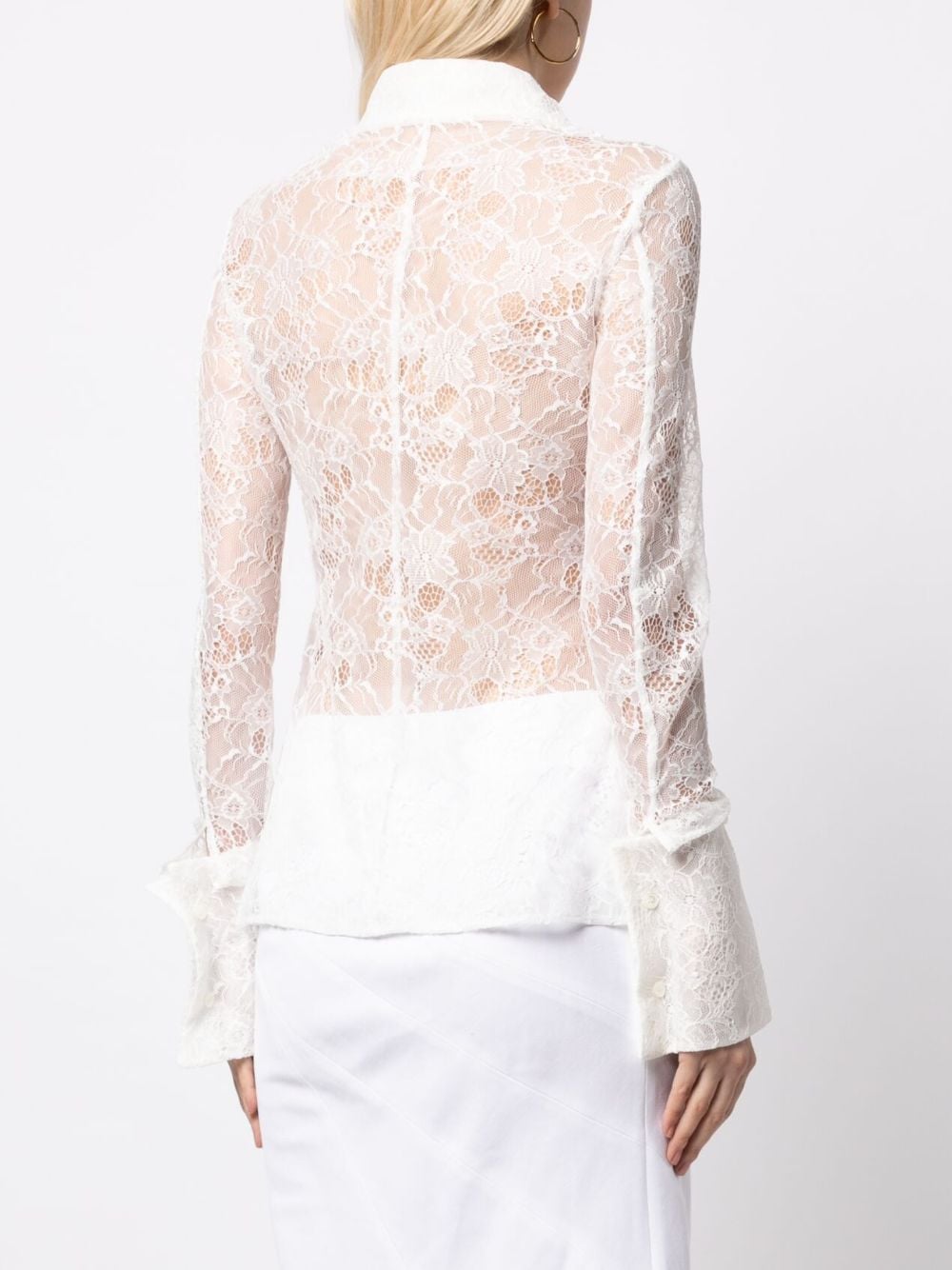 Shop A.w.a.k.e. Lace Pointed-collar Shirt In White