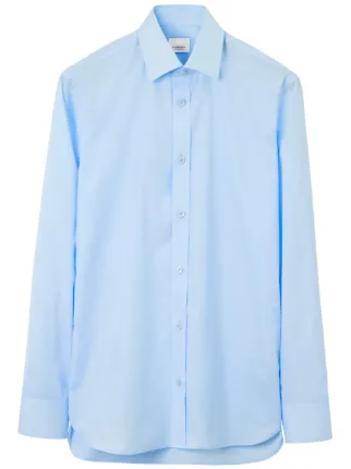 Burberry button up Cotton Shirt Blue FARFETCH EG