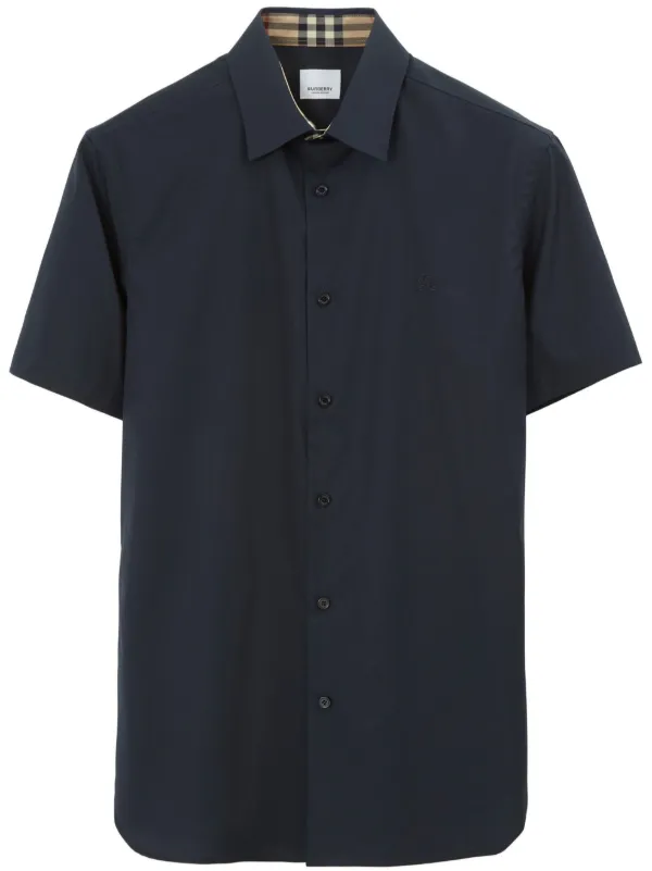 Burberry logo-embroidered Cotton Shirt Blue FARFETCH PH