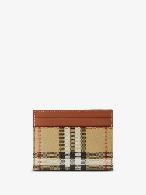 Burberry check-print leather card holder