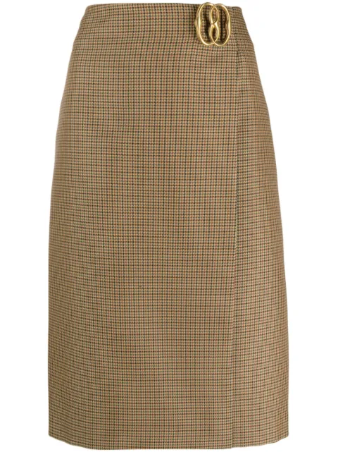 Bally logo-plaque houndstooth-pattern skirt