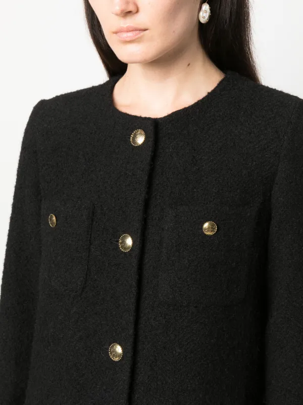 SANDRO Tweed round-neck Coat - Farfetch