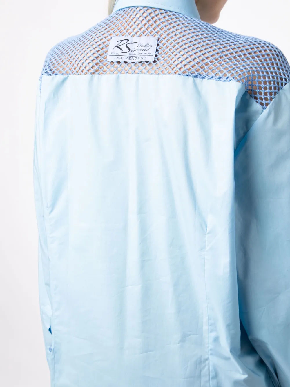 RAF SIMONS MESH-PANEL COTTON-POPLIN SHIRT