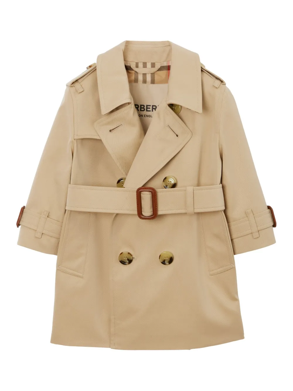 Burberry Babies' Belted Gabardine Trench Coat In Neutrals