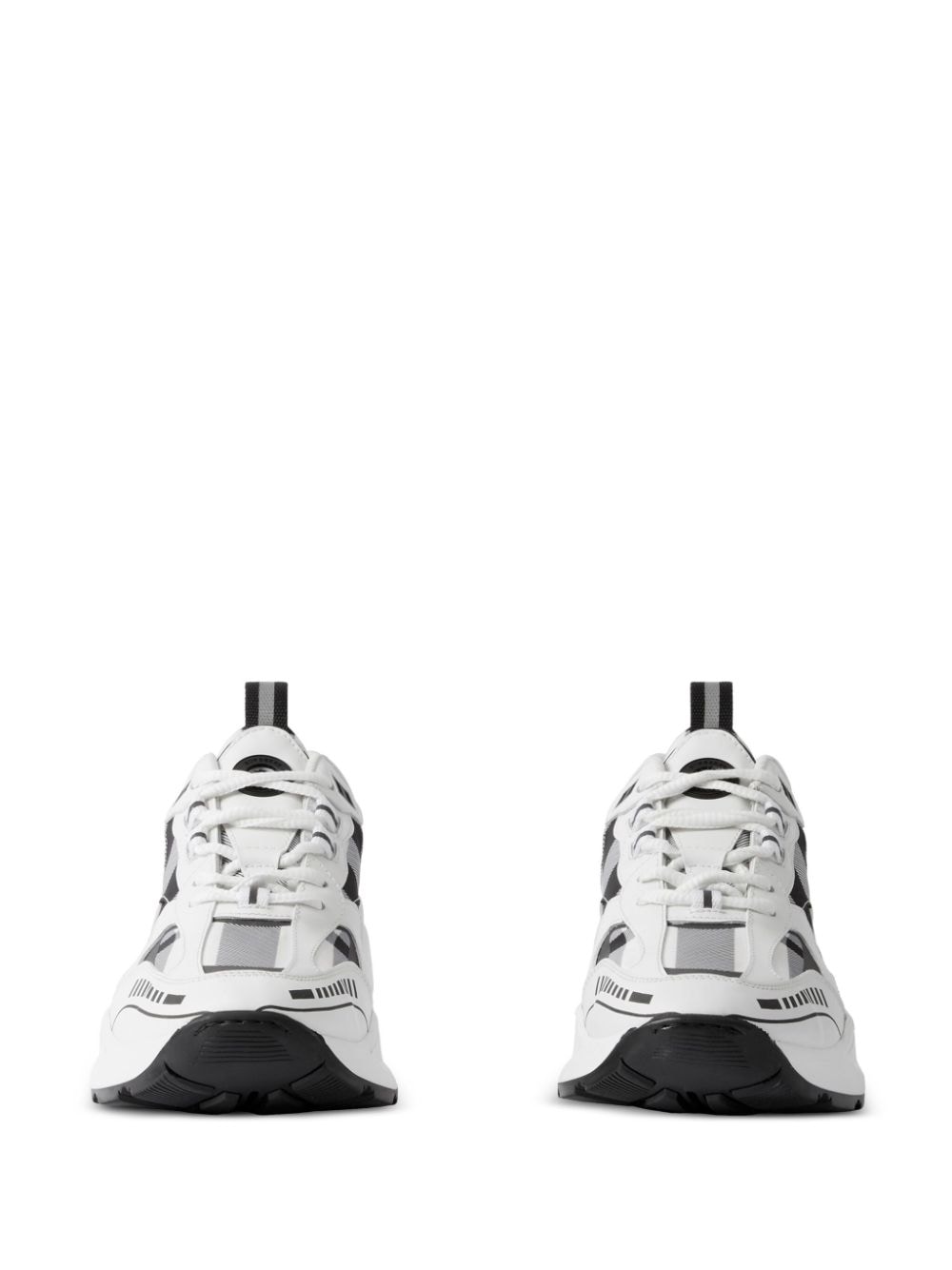 Shop Burberry Check-pattern Leather Sneakers In White
