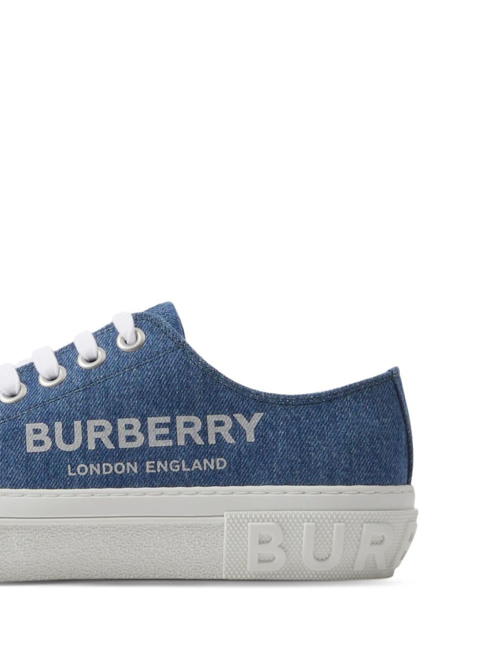 Burberry logo-print denim sneakers - Blauw