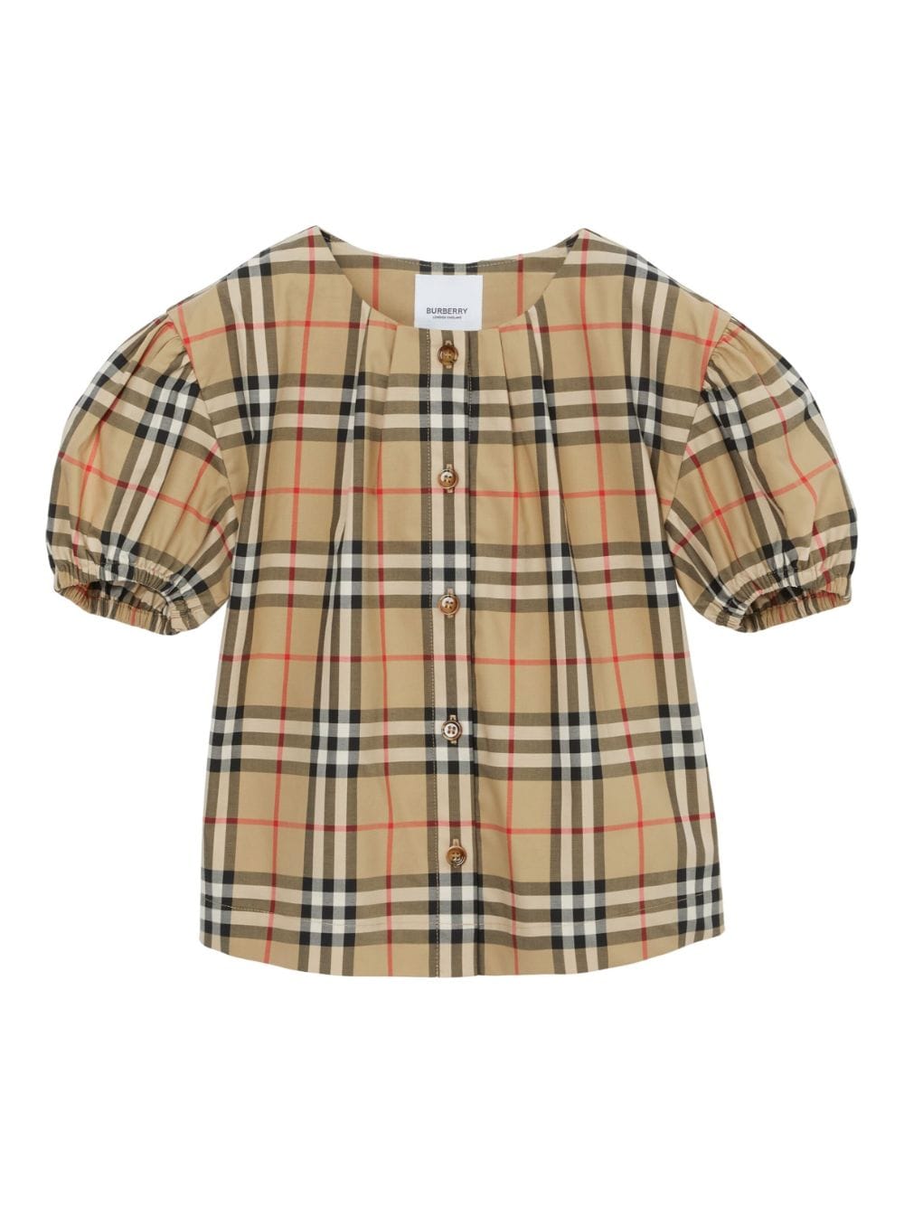 Shop Burberry Checkered Cotton Twill Blouse In Brown