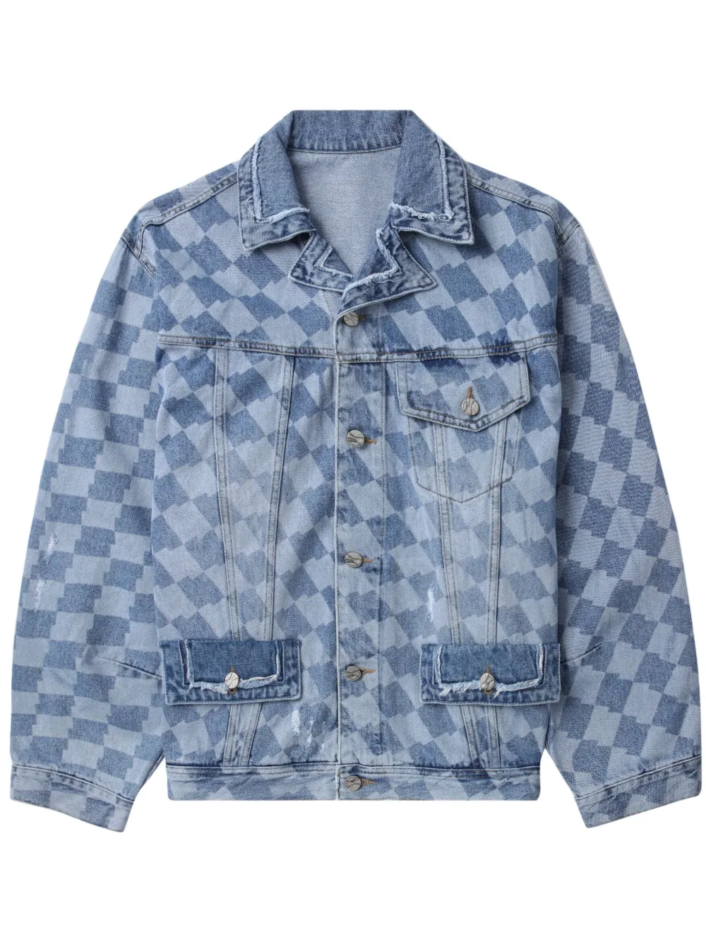 Ader Error check-pattern Denim Jacket - Farfetch