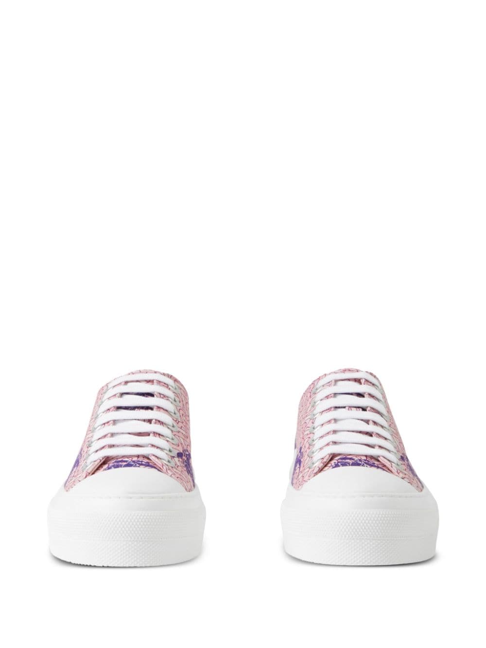 Shop Burberry Ekd Monogram-pattern Flatform Sneakers In Pink