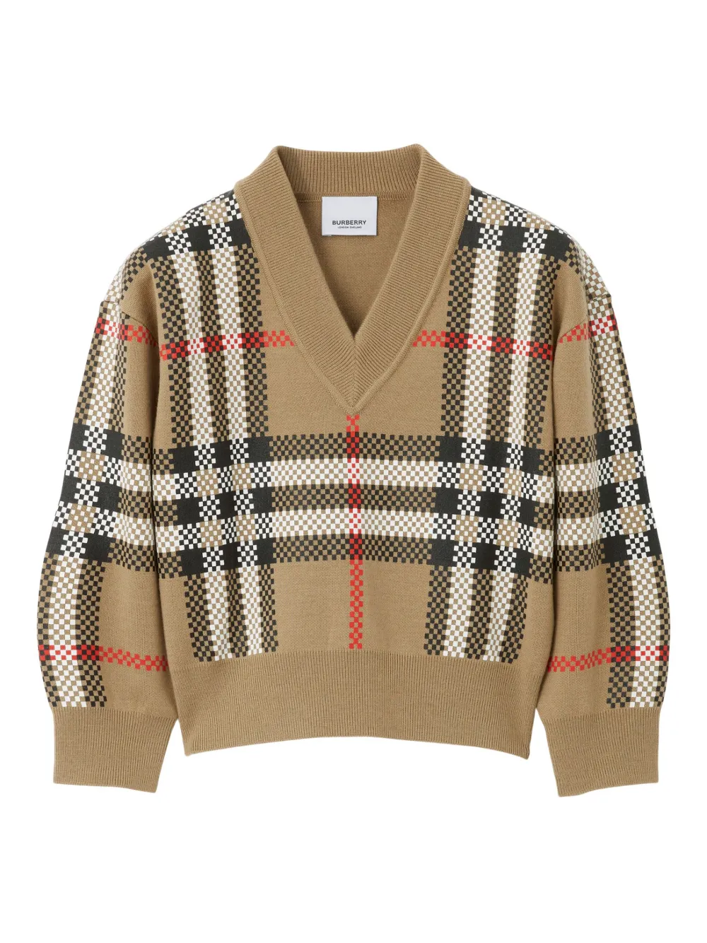 Burberry Kids Vintage Check V neck Sweater Neutrals FARFETCH AM