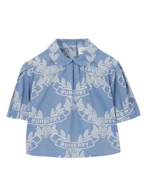 Burberry Kids motif-print cotton chambray blouse