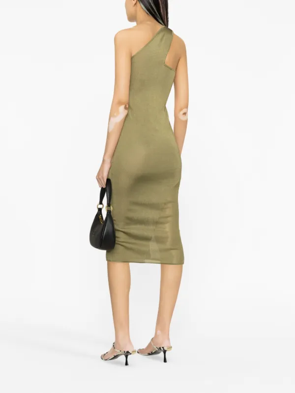 gauge81 green dress one-shoulder knitted Knitted dress