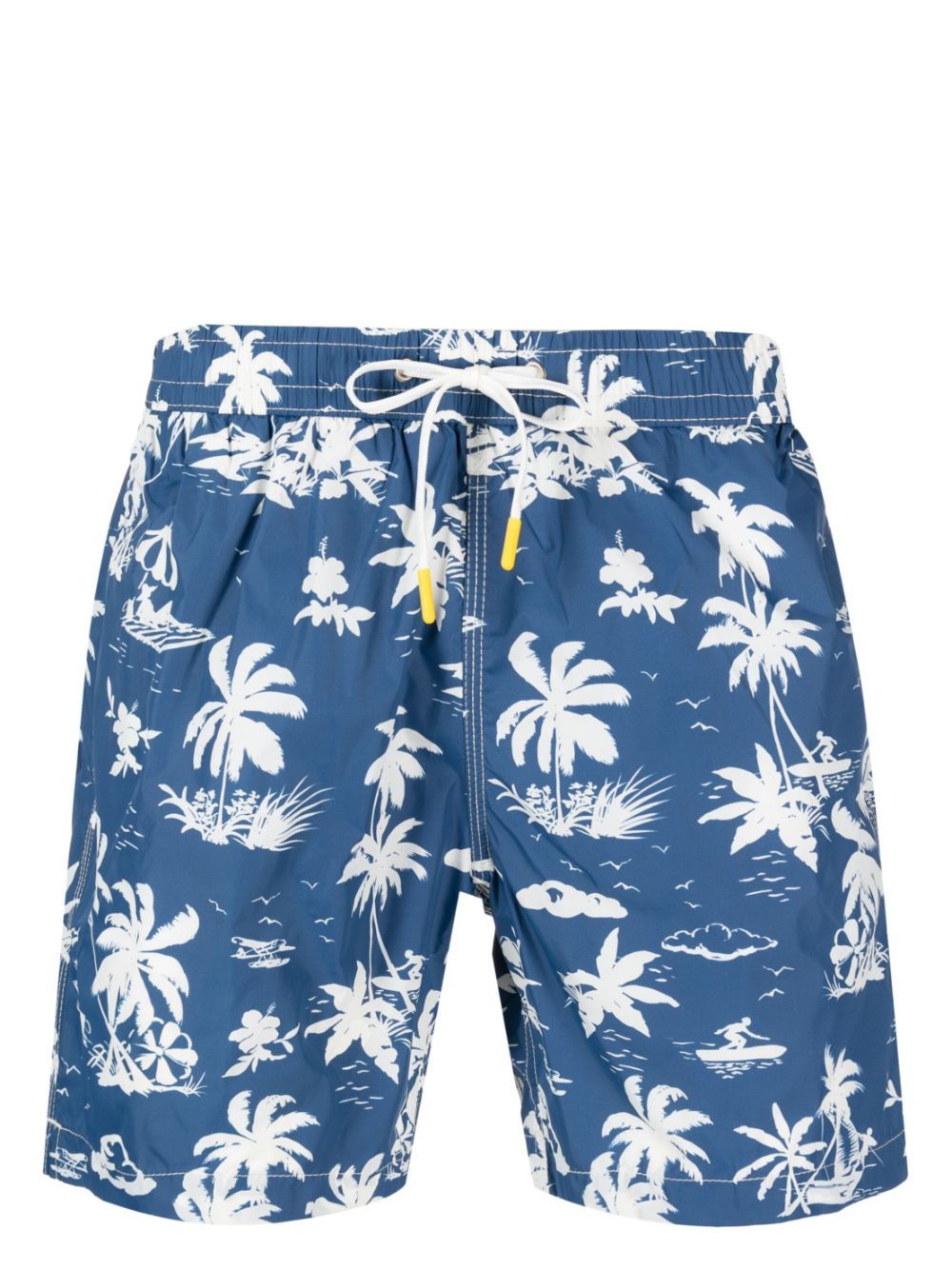 HARTFORD PALMS PRINT SWIM TRUNKS Man Blue Denim