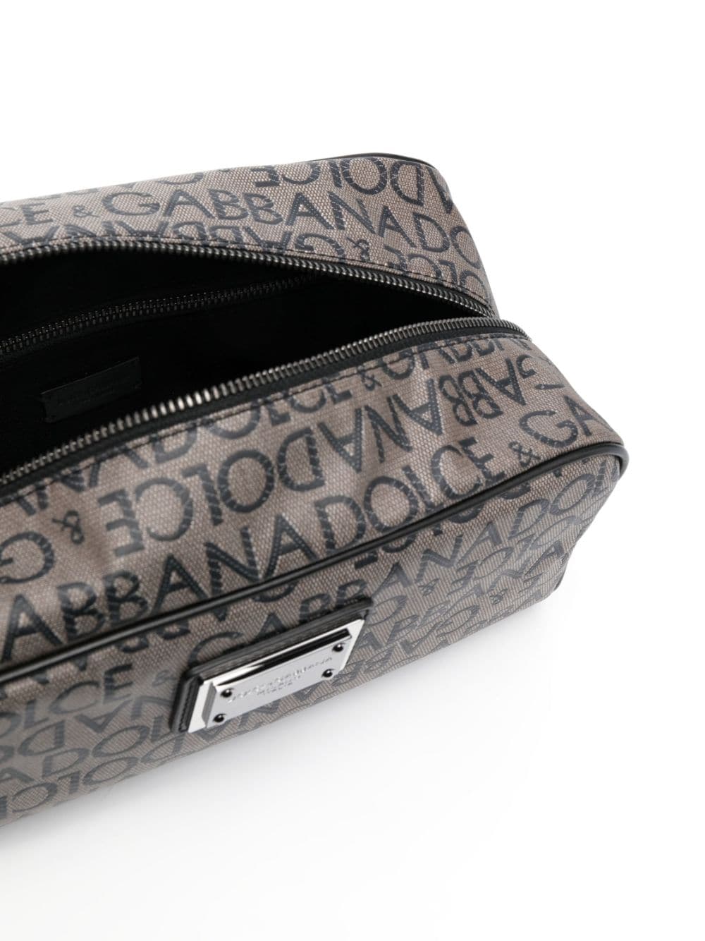 Shop Dolce & Gabbana Logo-print Wash Bag In Brown