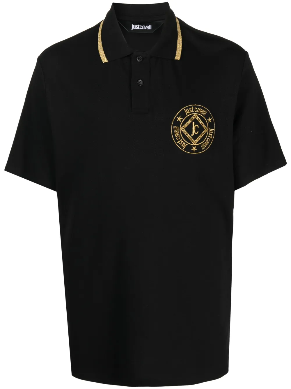 Just Cavalli Poloshirt met geborduurd logo Zwart