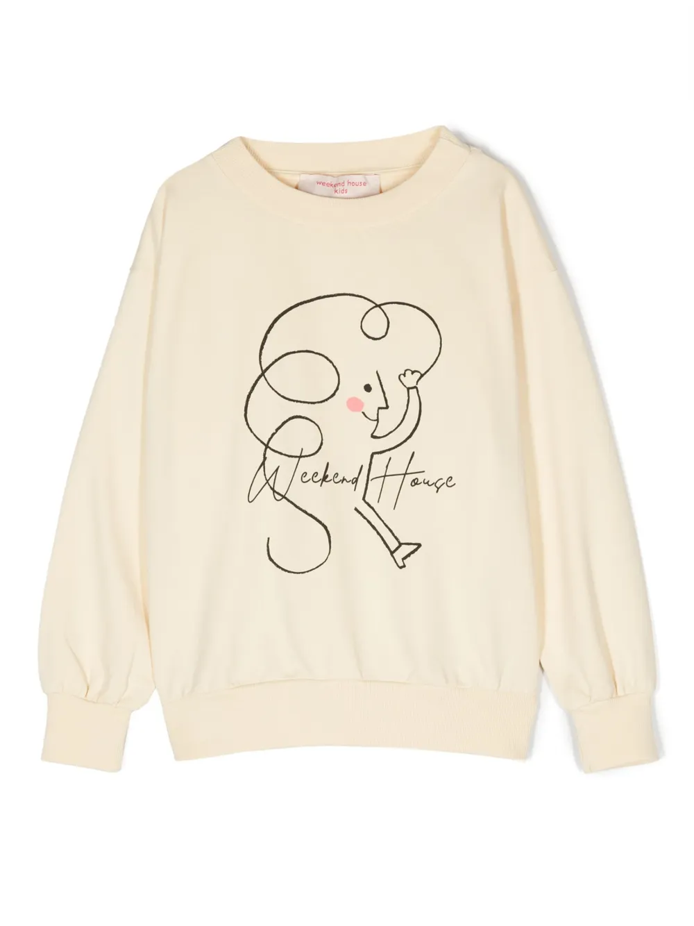 Weekend House Kids. sketch-print cotton sweatshirt | Neutrals | Image 1